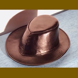 Black Genuine Leather Hat NEW